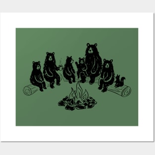 A family of bears by the fire Posters and Art